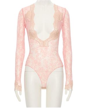 Valentino Stretch Lace Bodysuit - Pink