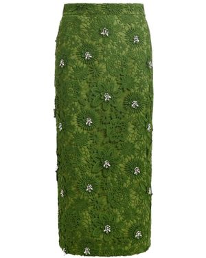 Essentiel Antwerp Floral Lace Pencil Skirt With Rhinestone Embellishments - Green