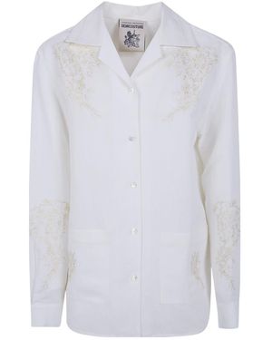 Semicouture Floral-Embroidered Shirt - White