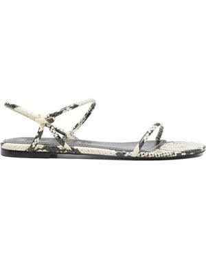 STAUD Laurel Printed Ankle Strap Sandals - White