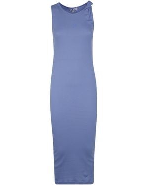 JW Anderson Jw Anderson Logo-Embroidered Twisted Strap Maxi Dress - Blue