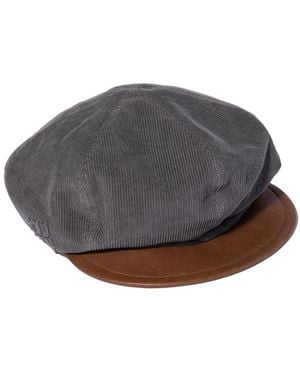 Miu Miu Corduroy And Leather Newsboy Cap - Gray