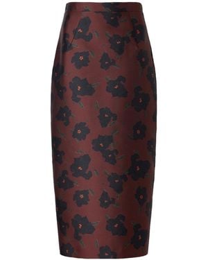 Emilia Wickstead Lorelei Floral-Print Taffeta Faille Midi Skirt - Red
