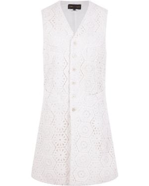 Comme des Garçons V-Neck Sleeveless Dress - White