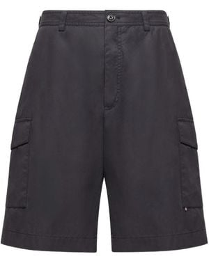 Moncler Gabardine Cargo Shorts - Blue