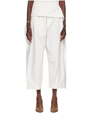 Issey Miyake Layered-Waistband Casual Pants - White