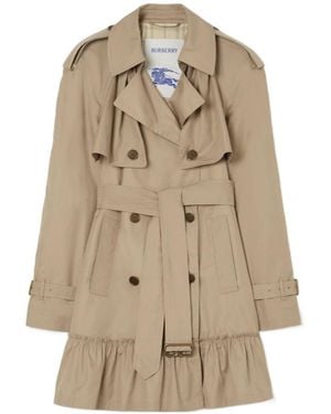 Burberry Short Gabardine Tillydrine Trench Coat - Natural