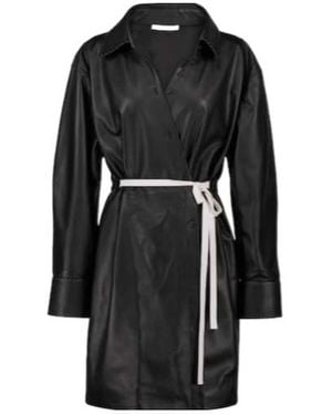 Acne Studios Leather Wrap Minidress - Black
