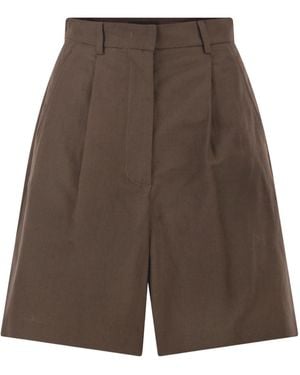 Weekend by Maxmara Wkdecuba Pleated Bermuda Shorts - Brown