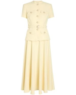 Self-Portrait Tailored Belted Crepe Midi Dress - Metallic