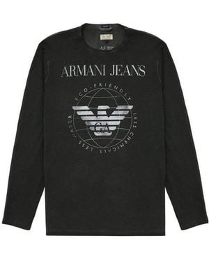 Armani Jeans Logo Details Long-Sleeved T-Shirt - Black