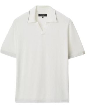 Rag & Bone Silk-Cotton Blend Johnny-Collar Polo Shirt - White
