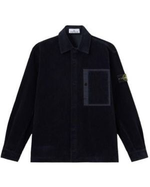 Stone Island Comfort-Fit Snap-Front Overshirt With Chest Pocket - Blue