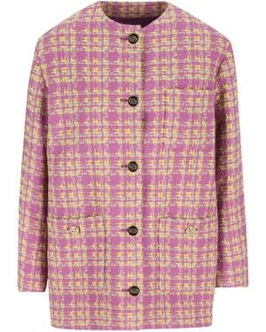 Gucci Tweed Button-Up Jacket - Pink