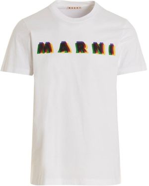 Marni Cotton T-Shirt With 3D Print - White