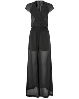 Pinko Semi-Sheer Hooded Long Playsuit - Black