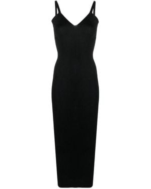 Our Legacy V-Neck Ribbed-Knit Sleeveless Dress - Black