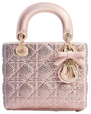 Dior Mini Lady Bag With Chain - Pink