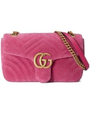 Gucci Gg Marmont Small Velvet Shoulder Backpack - Pink
