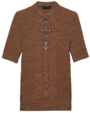 Prada Short-Sleeved Crewneck Jumper - Brown