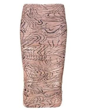 Mugler Mesh Ruched Midi Skirt - Pink