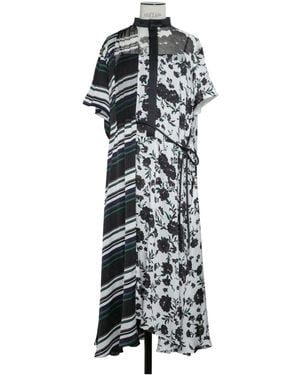 Sacai Floral-Print Midi Dress - Black