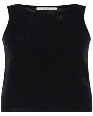 Co. Ribbed-Knit Silk-Blend Top - Black