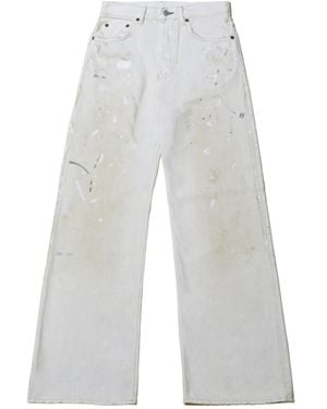 Acne Studios Distressed Logo Patch Jeans - White