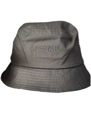 MM6 by Maison Margiela Logo Embroidered Bucket Hat - Grey