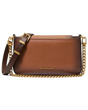 MICHAEL Michael Kors Bryant Small Burnished Leather Convertible Pochette - Brown