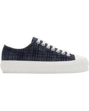 Burberry Checked Low-Top Trainers - Blue