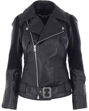 Junya Watanabe Zippered Long-Sleeved Leather Jacket - Black