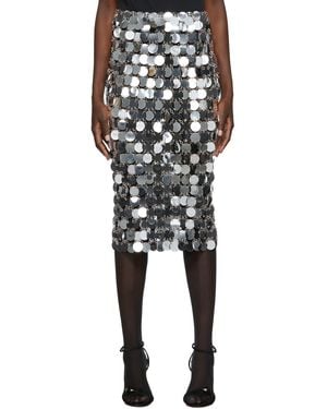 Rabanne Mirror-Effect Sequin Midi Skirt - Black