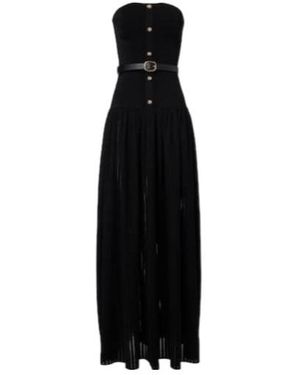 Self-Portrait Belted Knitted Strapless Maxidress - Black