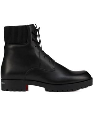 Christian Louboutin Lace-Up Ankle Boots - Black