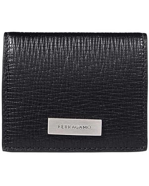Ferragamo Ferragamo Logo Plaque Snaped Wallet - Black