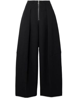 Jean Paul Gaultier Grosgrain-Trimmed Pleated Crepe Pants - Black