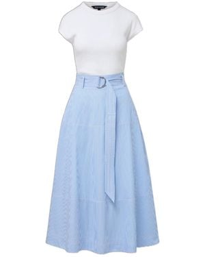Veronica Beard Belmar Mixed-Media Midi Dress - Blue