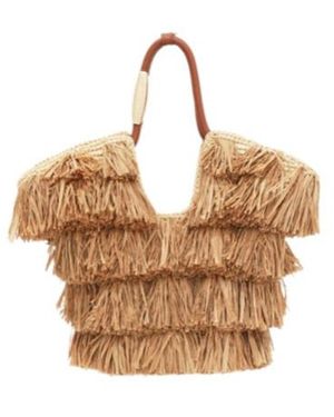 Zimmermann Small Goldentime Fringed Tote Bag - Natural