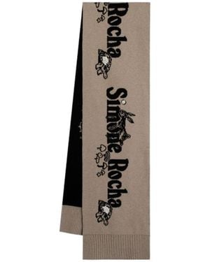 Simone Rocha Long Graphic Logo Knit Scarf - Multicolor