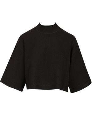 Alaïa Alaïa Knitted Cropped T-Shirt - Black
