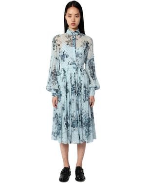 Erdem Pleated Mid-Length Skirt - Blue