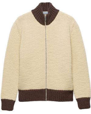 Prada Wool Zipper Cardigan - Natural