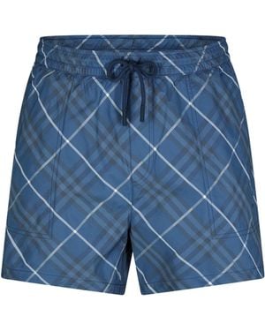 Burberry Checked Swimming Trunks - Blue