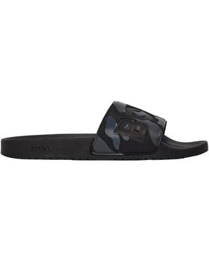BOSS Aryeh Sliders, Comfy Footbed Sandals - Black