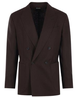 ZEGNA Double Breasted Jacket - Black