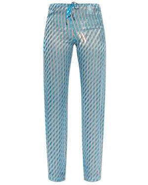 Dries Van Noten Striped Drawstring Trousers - Blue