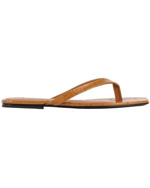 TOTEME Croco-Embossed Flip Flops Tangerine - Brown