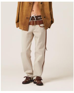 Miu Miu Mesh-Trimmed Technical Straight Pants in Gray | Lyst