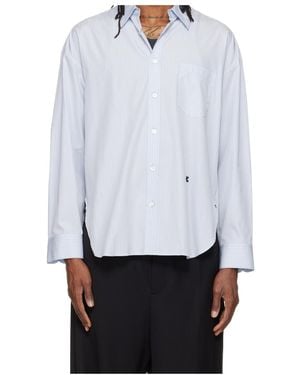 WOOYOUNGMI Vertical-Stripe Chest-Pocket Shirt - White